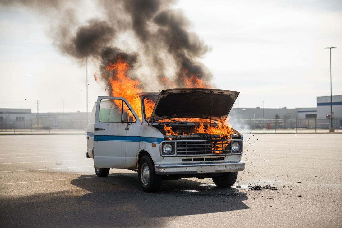 Why Your Ford Transit or ProMaster Has Zero Automatic Fire Protection (And What To Do About It)