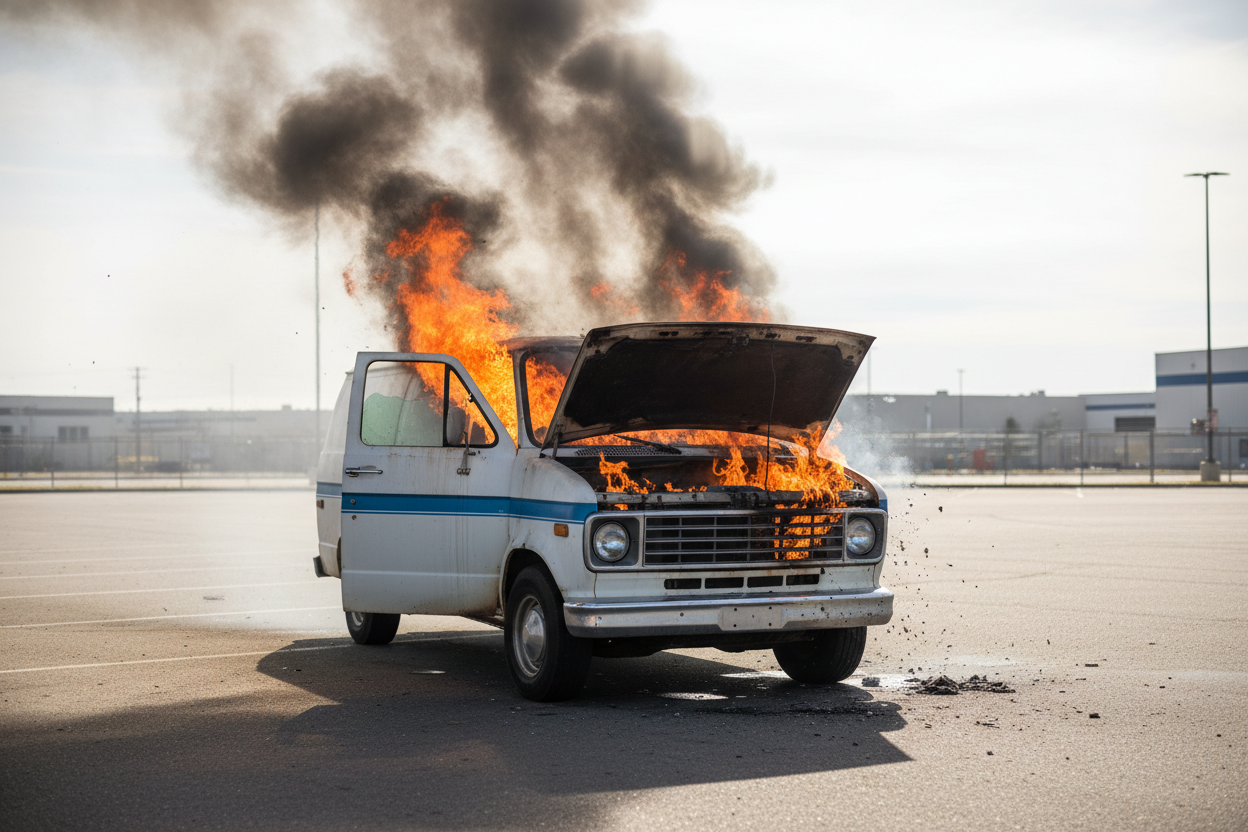 Why Your Ford Transit or ProMaster Has Zero Automatic Fire Protection (And What To Do About It)